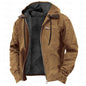 Winter Hooded Coat With Pockets Fashion Warm Fleece Zip-up Jacket Casual Outwear Men's Clothing