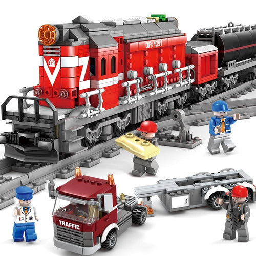 Mini Electric Train Set Kids Learning Small Brick Construction DIY Toy