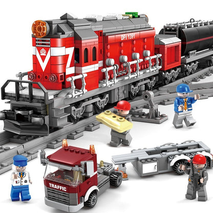 Mini Electric Train Set Kids Learning Small Brick Construction DIY Toy