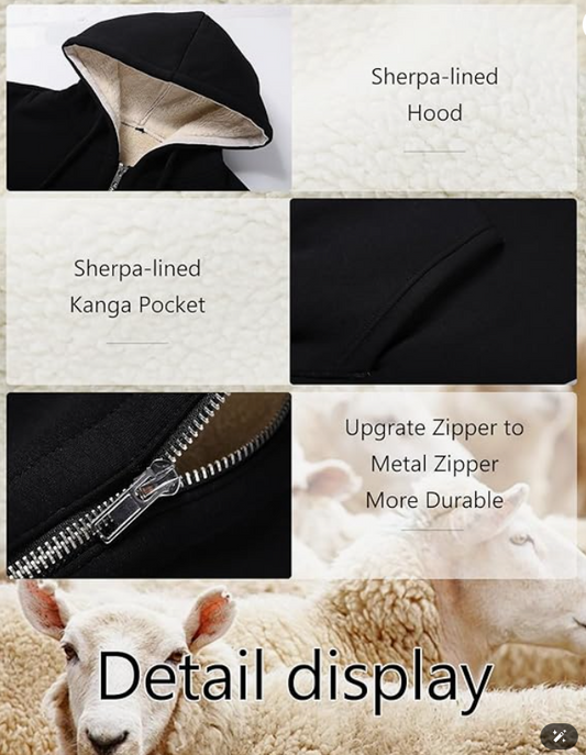 Chaqueta de forro polar cálido para mujer PEHMEA para mujer con cremallera completa Sudadera con capucha forrada de sherpa de peso pesado para mujeres